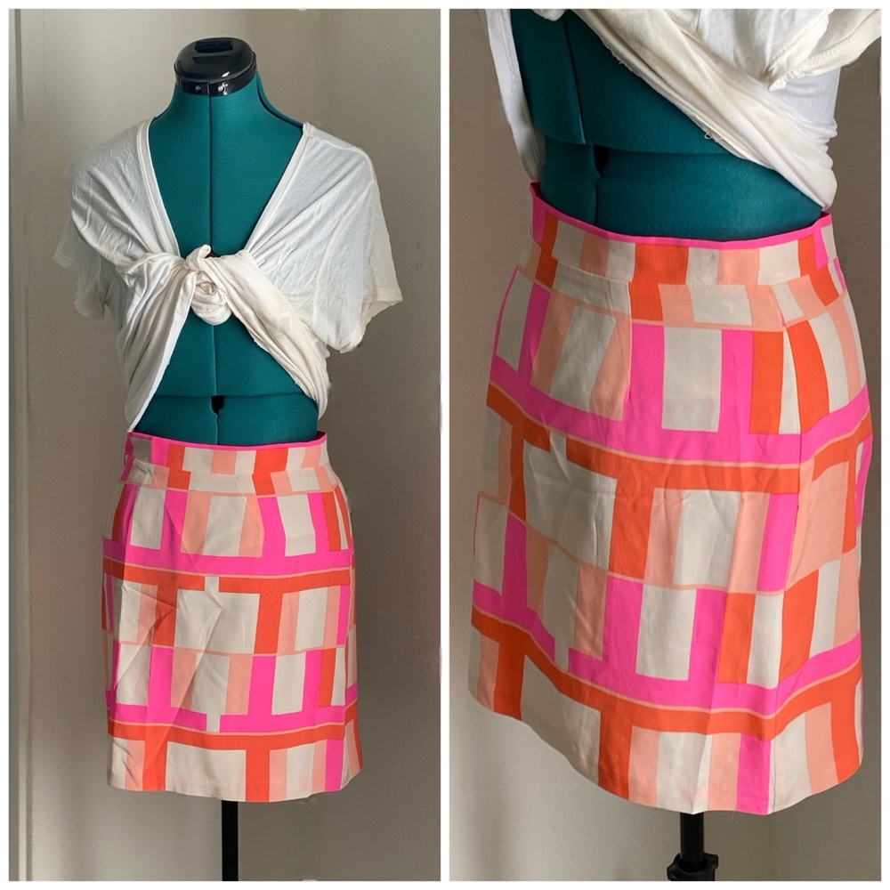 Amanda Uprichard Geometric Pink and Orange Mini Skirt Size M